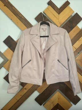 Philosophy Light Blush Suede Motorcycle Jacket